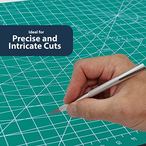 Pipestation® Precision Craft/Hobby Knife Set + Safety Cap + 5X Spare Replacement Tips | Ergonomic Aluminium Handle | Lightweight Utility for Art Set Crafts Card Paper Foam Felt Vinyl Leather Clay