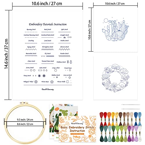 HAND U JOURNEY Basic Embroidery Stitch Kit: Perfect for Beginners with 28 Different Stitches and a Mushroom Embroidery Set