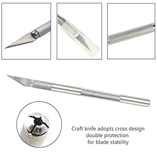 ABMRO 43 PCS Precision Carving Craft Hobby Knife Set Includes Utility Knife with 40Pcs Blades,PVC Cutting Mat,Steel Rule for Art Cutting,Model Making,Scrapbooking Stencil