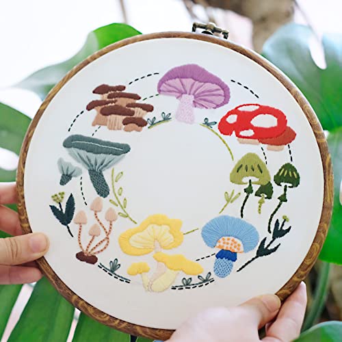 HAND U JOURNEY Basic Embroidery Stitch Kit: Perfect for Beginners with 28 Different Stitches and a Mushroom Embroidery Set