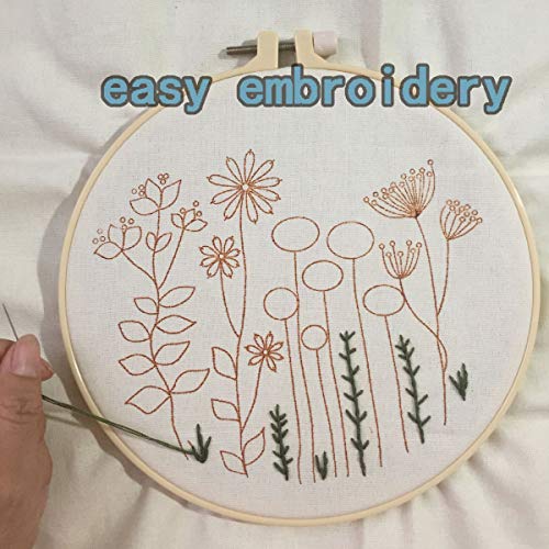 3 Sets of Beginner Embroidery Kits, Embroidery Starter Kits, Adult Women’s Hobbies, Including Cloth with Floral Patterns, Colored Threads, Needles, Hoops and Instructions…