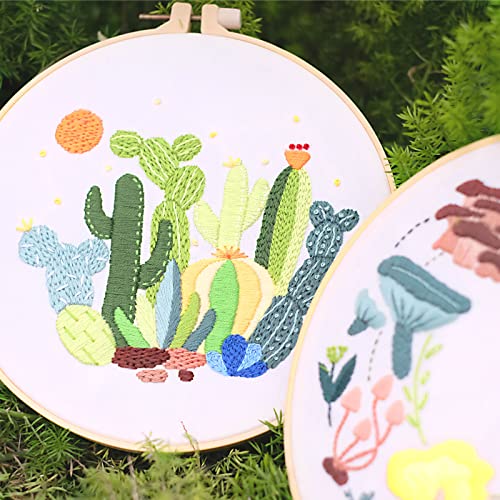 HAND U JOURNEY Basic Embroidery Stitch Kit: Perfect for Beginners with 28 Different Stitches and a Mushroom Embroidery Set