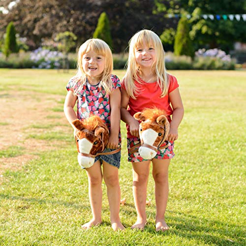 Hobby Horse Toy with Sounds, Handles and Wheels, Light Brown