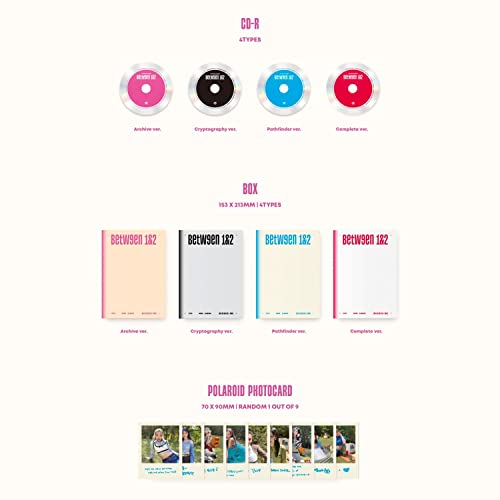 TWICE - [BETWEEN 1&2] (Archive Ver.) Photobook + CD-R + BOX + Polaroid + Postcard + Sticker + Message Photocard + Heart Glass + Folded Poster + Photocard + 2 Pin Button Badges