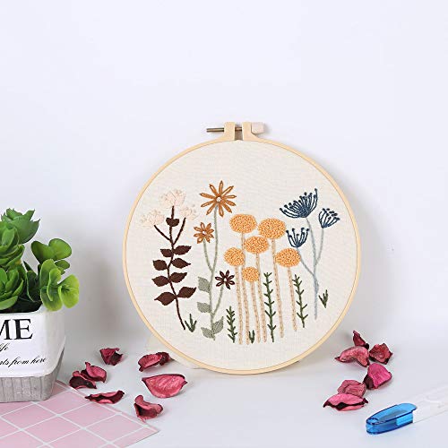 3 Sets of Beginner Embroidery Kits, Embroidery Starter Kits, Adult Women’s Hobbies, Including Cloth with Floral Patterns, Colored Threads, Needles, Hoops and Instructions…