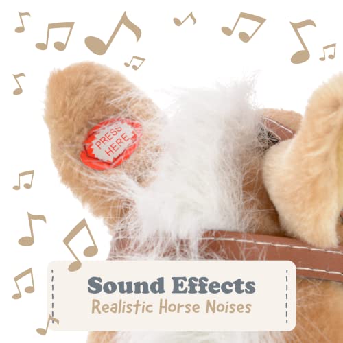 Hobby Horse Toy with Sounds, Handles and Wheels, Light Brown