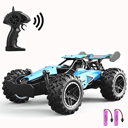 SZJJX RC Car Remote Control Truck for Boys Girls, 2.4Ghz 15+KM/H High Speed 2WD RTR Electric Rock Climber Fast Race Buggy Hobby Toy Cars for Kids Gift Blue