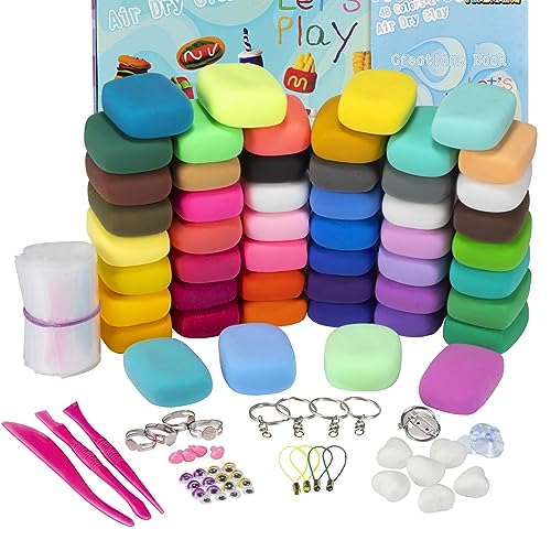 Modeling Clay, 50 Colors Air Dry Clay for Kids, Solo Package with 50 Seal Bags Tools and Big Model Book, Accessories Set, 27 Ounce, Gift Box
