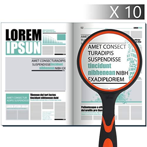 HAKACC Magnifying Glass, Kids Magnifying Lens with Non-Slip Soft Rubber Handle Magnification Handheld Shatterproof Mirror Magnifier Glasses for Reading Books Inspection Insects Hobbies Crafts 2PCS