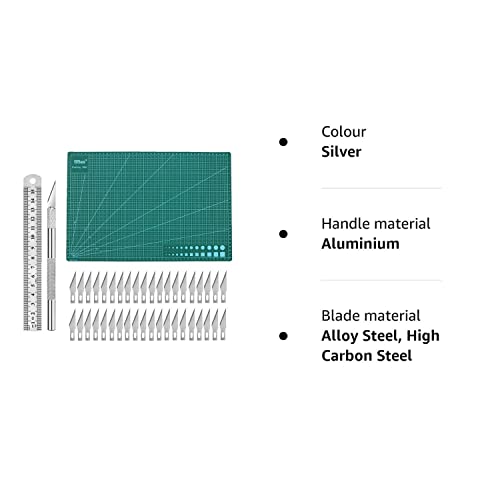ABMRO 43 PCS Precision Carving Craft Hobby Knife Set Includes Utility Knife with 40Pcs Blades,PVC Cutting Mat,Steel Rule for Art Cutting,Model Making,Scrapbooking Stencil