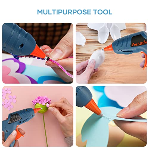 Assark Hot Glue Gun for Crafting, Fireproof Mini Glue Gun with 60 Glue Sticks for School Kids Craft Hobby DIY Arts Quick Home Repairs, 20W (Green)