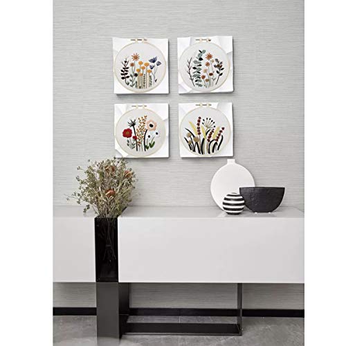 3 Sets of Beginner Embroidery Kits, Embroidery Starter Kits, Adult Women’s Hobbies, Including Cloth with Floral Patterns, Colored Threads, Needles, Hoops and Instructions…