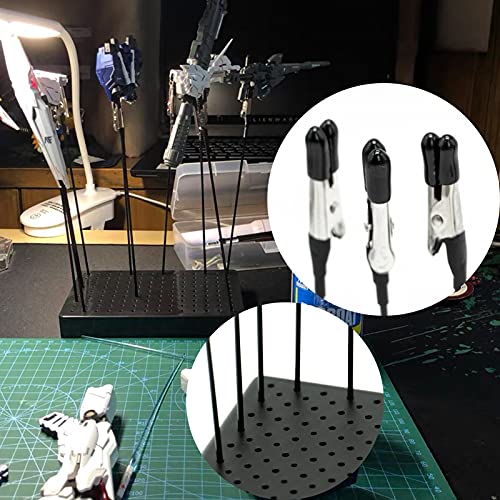 Spray Paint Clamping, Painting Stand Base and Alligator Clip Stick Set , Metal Wire Alligator Clamps, Tailed Clasp Clips for Hobby Modeling DIY Memo, Photo, Card