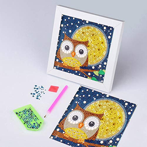 VEGCOO DIY Mosaic Craft Kits Easy 5D Diamond Painting Kit for Kids/Children, Full Drill Painting by Number Kits (Tortoise/Owl)