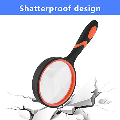 I-WILL Magnifying Glass 10X 75mm Magnifying Lens with Non-Slip Soft Rubber Handle Magnification Handheld Shatterproof Mirror Magnifier Glasses for Reading Books Inspection Insects Hobbies Crafts 2pcs