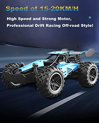 SZJJX RC Car Remote Control Truck for Boys Girls, 2.4Ghz 15+KM/H High Speed 2WD RTR Electric Rock Climber Fast Race Buggy Hobby Toy Cars for Kids Gift Blue