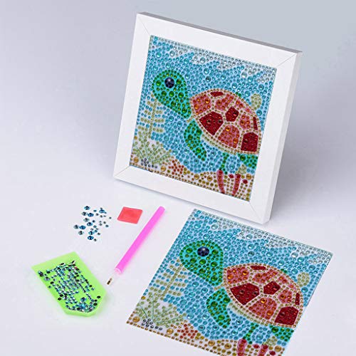 VEGCOO DIY Mosaic Craft Kits Easy 5D Diamond Painting Kit for Kids/Children, Full Drill Painting by Number Kits (Tortoise/Owl)
