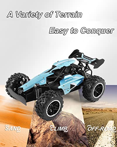SZJJX RC Car Remote Control Truck for Boys Girls, 2.4Ghz 15+KM/H High Speed 2WD RTR Electric Rock Climber Fast Race Buggy Hobby Toy Cars for Kids Gift Blue