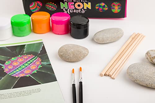 hinkler Paint Your Own Neon Stones Rock Painting Kit |Creative Kids Arts and Crafts | Art Projects Kits for Adults | Painting Sets