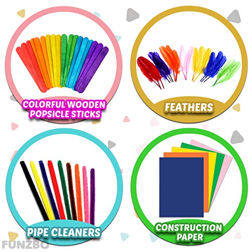 FunzBo Christmas Arts and Crafts Supplies Kit for Kids for Toddlers Age 4 5 6 7 8 9 - All in One D.I.Y. Crafting School Kindergarten Homeschool Supply Set