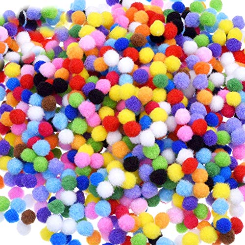 1000 Pieces 10mm Pom Poms Cheerleading Balls for Crafts Making,Hobby Supplies and DIY Creative Crafts Decorations,Assorted Mixed Color Soft Flutty Mini Pom Poms for Kids Art