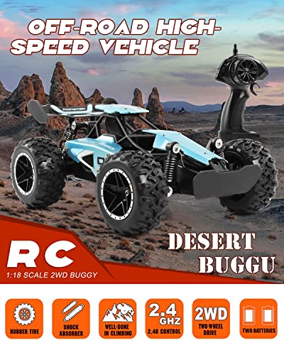 SZJJX RC Car Remote Control Truck for Boys Girls, 2.4Ghz 15+KM/H High Speed 2WD RTR Electric Rock Climber Fast Race Buggy Hobby Toy Cars for Kids Gift Blue