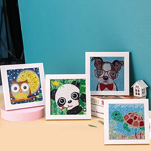 VEGCOO DIY Mosaic Craft Kits Easy 5D Diamond Painting Kit for Kids/Children, Full Drill Painting by Number Kits (Tortoise/Owl)