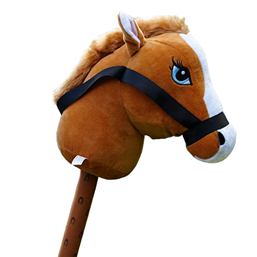 Kids Hobby Horse or Unicorn with Galloping Neighing Sounds Childrens Toy (Brown)