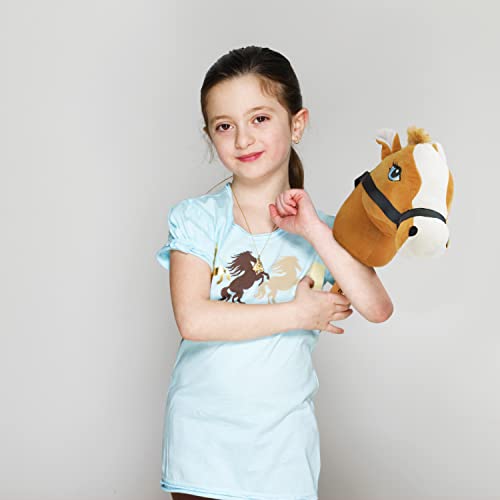 Kids Hobby Horse or Unicorn with Galloping Neighing Sounds Childrens Toy (Brown)