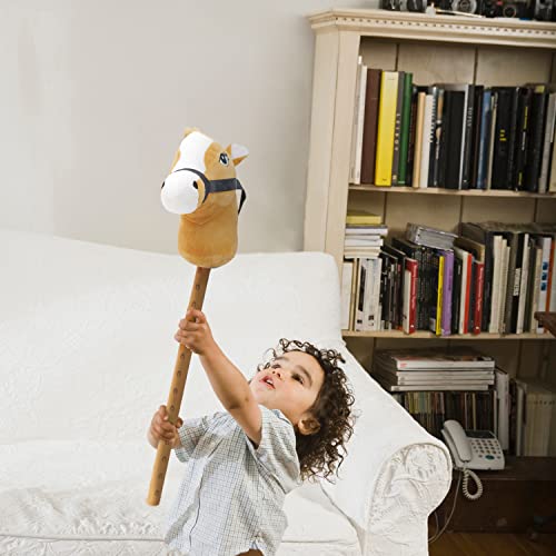 Kids Hobby Horse or Unicorn with Galloping Neighing Sounds Childrens Toy (Brown)