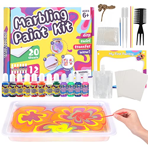 Yellcetoy Water Marbling Paint Craft Kits for Kids, Arts and Crafts for Kids, Kids Art Set Gifts Toys for 6 7 8 9 10 11 12 Year Olds Girls Boys