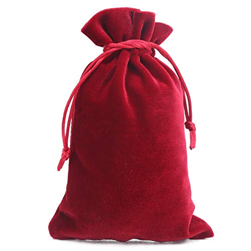 Drawstring Bag, Durable Velvet Drawstring Storage Pouch, Stylish Coin for Game Part Jewelry Card(Red Wine)