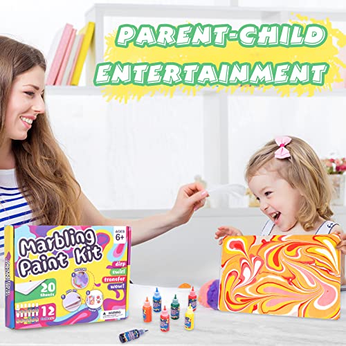 Yellcetoy Water Marbling Paint Craft Kits for Kids, Arts and Crafts for Kids, Kids Art Set Gifts Toys for 6 7 8 9 10 11 12 Year Olds Girls Boys