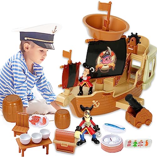sobebear Kids Role Play Pirate Boat Ship, Adventurous & Creative Treasures Toy with Attractive Figures & Accessories for Indoor Fun, Multipurpose Super Value Game Toy Set Suitable for 3+ Years Kids