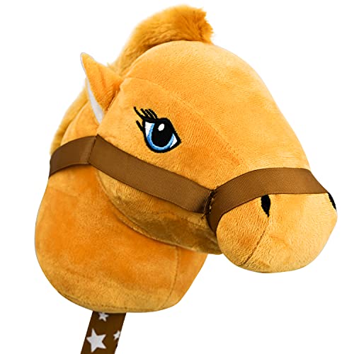 Brown Kids Hobby Horse with Galloping Neighing Sounds Childrens Toy