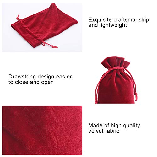 Drawstring Bag, Durable Velvet Drawstring Storage Pouch, Stylish Coin for Game Part Jewelry Card(Red Wine)