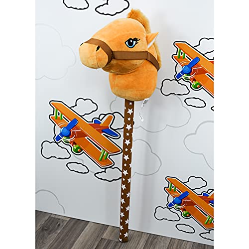 Brown Kids Hobby Horse with Galloping Neighing Sounds Childrens Toy