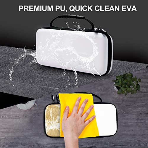 Carry Case for Nintendo Switch/Switch OLED Console, White PU Protective Hard Portable Travel Carrying Case Shell Pouch Bag for Switch Console and Accessories with 10 Game Card Slots for Girls and Boys
