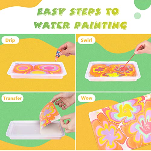 Yellcetoy Water Marbling Paint Craft Kits for Kids, Arts and Crafts for Kids, Kids Art Set Gifts Toys for 6 7 8 9 10 11 12 Year Olds Girls Boys