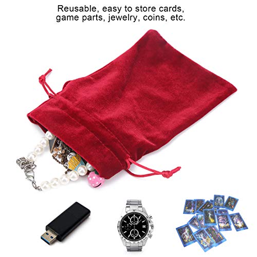 Drawstring Bag, Durable Velvet Drawstring Storage Pouch, Stylish Coin for Game Part Jewelry Card(Red Wine)