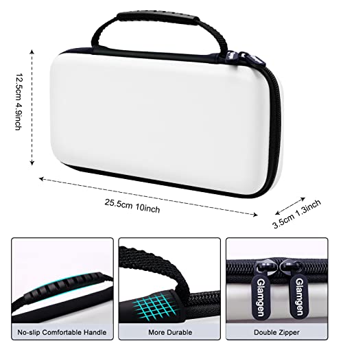 Carry Case for Nintendo Switch/Switch OLED Console, White PU Protective Hard Portable Travel Carrying Case Shell Pouch Bag for Switch Console and Accessories with 10 Game Card Slots for Girls and Boys