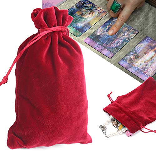Drawstring Bag, Durable Velvet Drawstring Storage Pouch, Stylish Coin for Game Part Jewelry Card(Red Wine)