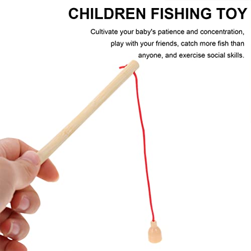 TOYANDONA 8pcs Wooden Magnet Poles Fishing Rod Cat Teaser Wand Toy for Girl Boy Kids Magnetic Fishing Games Pool Activity Accessory,14.8X0.7X0.7CM,ZB835T80499XC