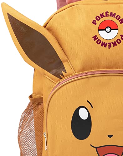 Pokemon Girls Backpack | Eevee Merchandise Animated Character 3D Ears Pink Kids Rucksack Pencil Case Water Bottle | Game Back to School Bag