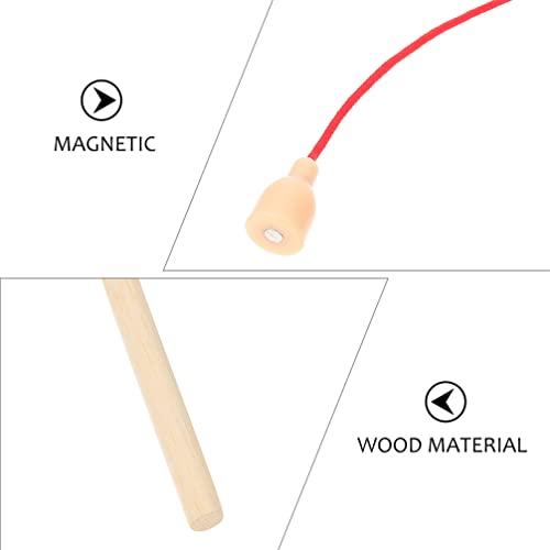 TOYANDONA 8pcs Wooden Magnet Poles Fishing Rod Cat Teaser Wand Toy for Girl Boy Kids Magnetic Fishing Games Pool Activity Accessory,14.8X0.7X0.7CM,ZB835T80499XC