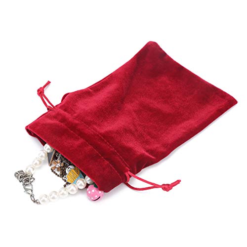 Drawstring Bag, Durable Velvet Drawstring Storage Pouch, Stylish Coin for Game Part Jewelry Card(Red Wine)
