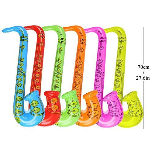 Yojoloin Jumbo 12PCS Inflatable Guitar Saxophone Microphone Balloons Fun Musical Instruments Accessories For Birthday Party Supplies Favors Photo Booth Props Random Color (12 PCS)