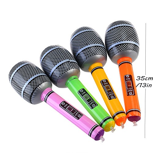 Yojoloin Jumbo 12PCS Inflatable Guitar Saxophone Microphone Balloons Fun Musical Instruments Accessories For Birthday Party Supplies Favors Photo Booth Props Random Color (12 PCS)