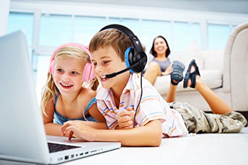 Kriogor Headset for Girls, 3.5mm Gaming Headset PC Headphone with Mic compatible for PlayStation 4 Xbox one Laptop Computer (Pink)