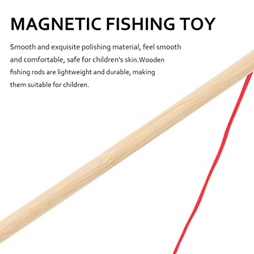 TOYANDONA 8pcs Wooden Magnet Poles Fishing Rod Cat Teaser Wand Toy for Girl Boy Kids Magnetic Fishing Games Pool Activity Accessory,14.8X0.7X0.7CM,ZB835T80499XC